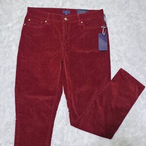 NYDJ Jeans Womens Size 10 Red Marilyn Straight Velour Corduroy Stretch Casual